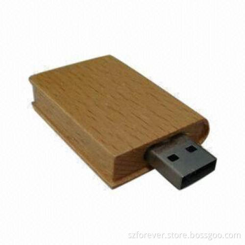 Book USB Flash Disk with 128MB to 64GB Capacity, Made of Wood, Work on Most Operating Systems